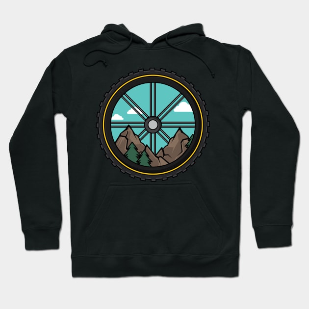 MOUNTAIN BIKING: Cycling Mountain Bike Wheel Scenery Gift Hoodie by woormle